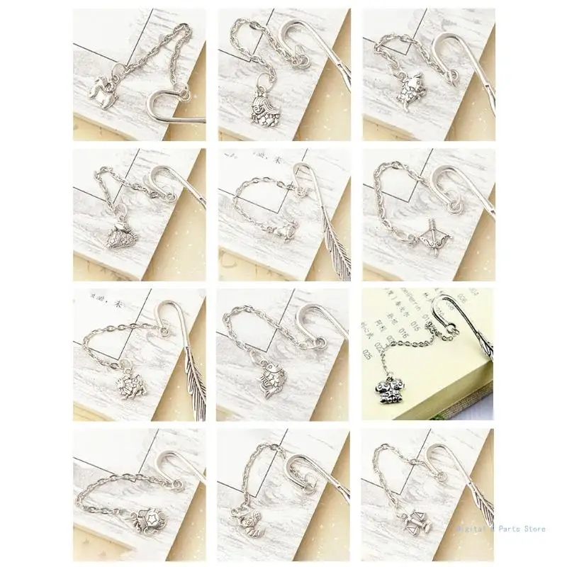 

M17F for Creative Feather 12 Pendant Metal Book Mark Stationery School Office Supply Teacher Gifts