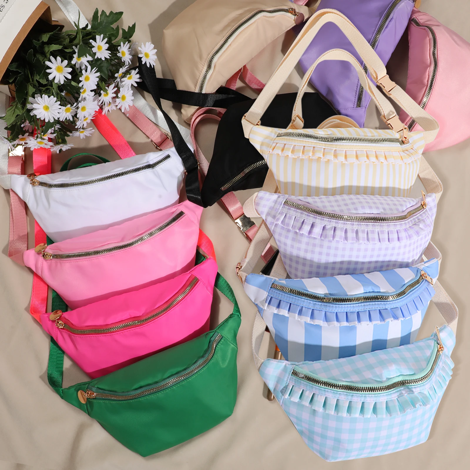 Women Fanny Pack Nylon Belt Bag Fashion Adult Waist Pack Zipper Bum Bag Adjustable Lightweight Multifunction Water-Resistant