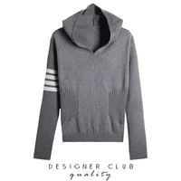 tb pullover hooded sweater womens early autumn new college style loose all match outer wear bottoming knitted sweater top