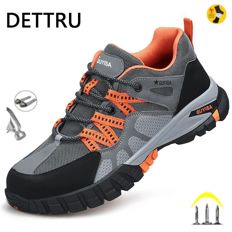 

Men Steel Toe Safety Shoes Indestructible Construction Working Shoes Protection Male Footwear Breathable Hiking Industry Boots