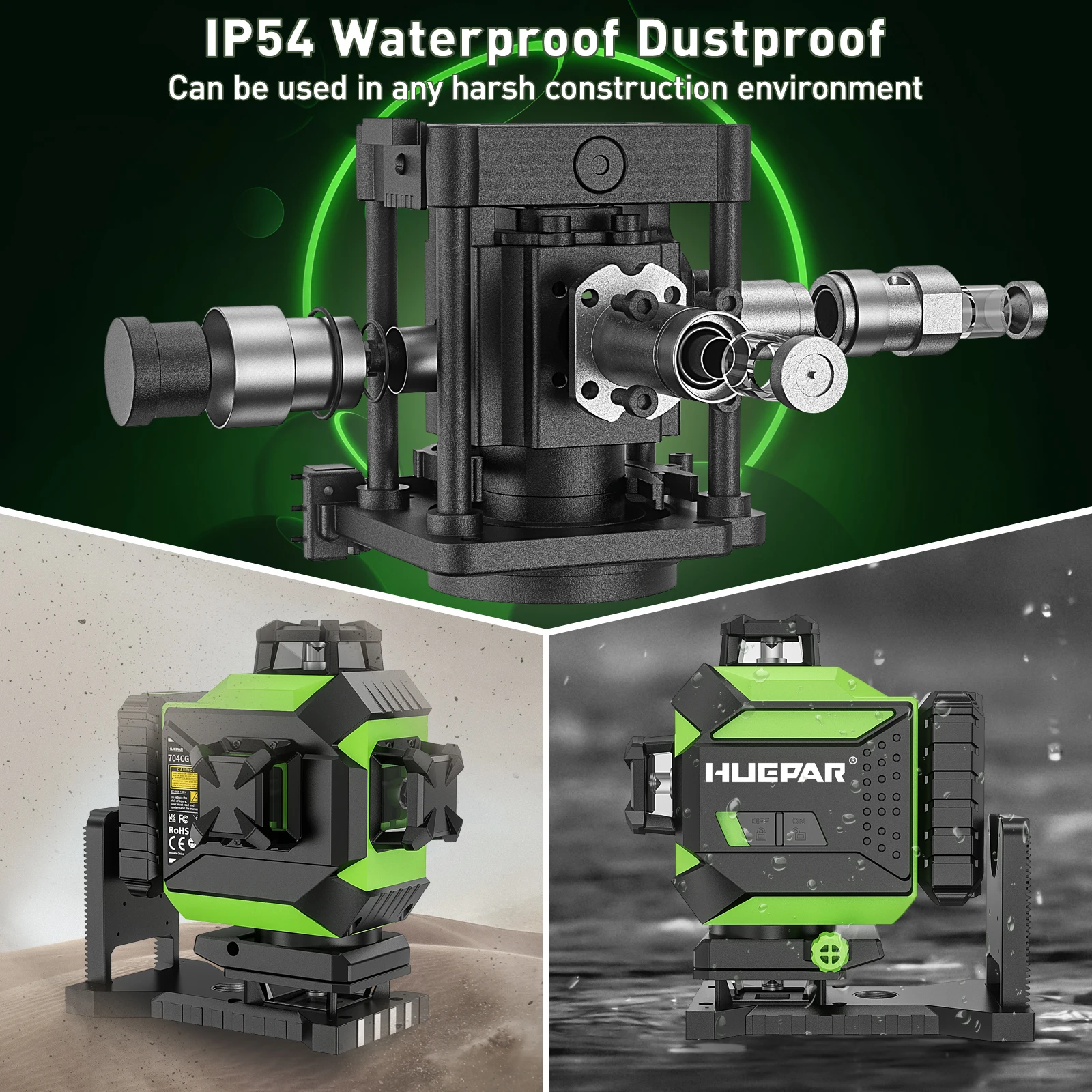 Цифровой 4D 16-линейный уровень Huepar 704CG поворот на 360 градусов продажа зеленых