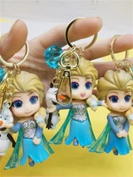 3pcs disney frozen princess keychain anime cartoon figure elsa olaf crystal key chain girls bag key pendant birthday gift toy