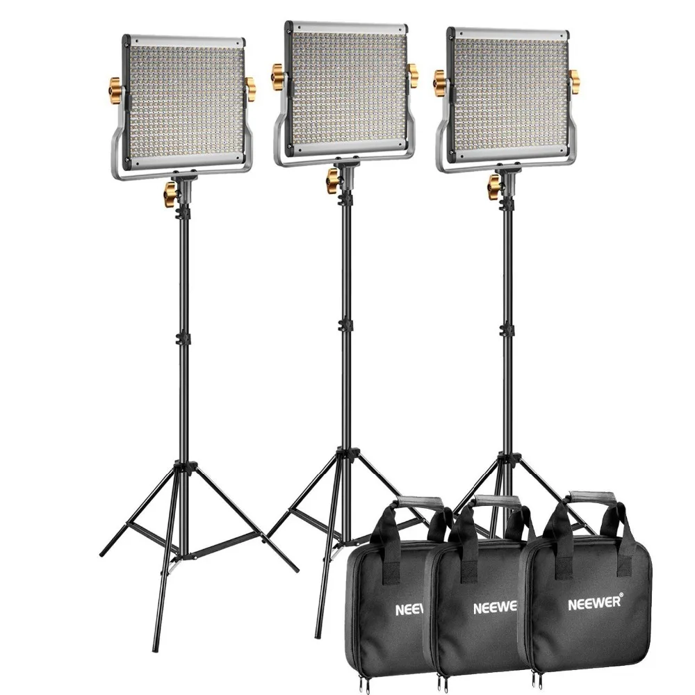 

Neewer 3 Packs Dimmable Bi-color 480 LED Video Light and Stand Lighting Kit for YouTube Studio Photography, Video