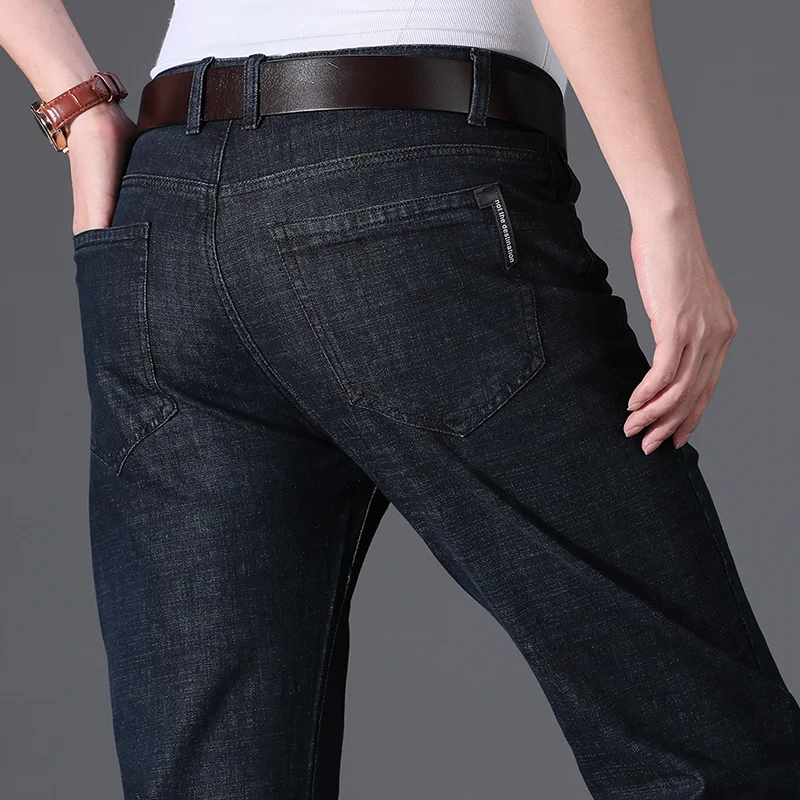 

Мужские классические брюки в деловом стиле, прямые джинсы, мешковатые джинсы, мужские брюки, одежда из денима, мужские черные повседневные фирменные модные брюки, 2023