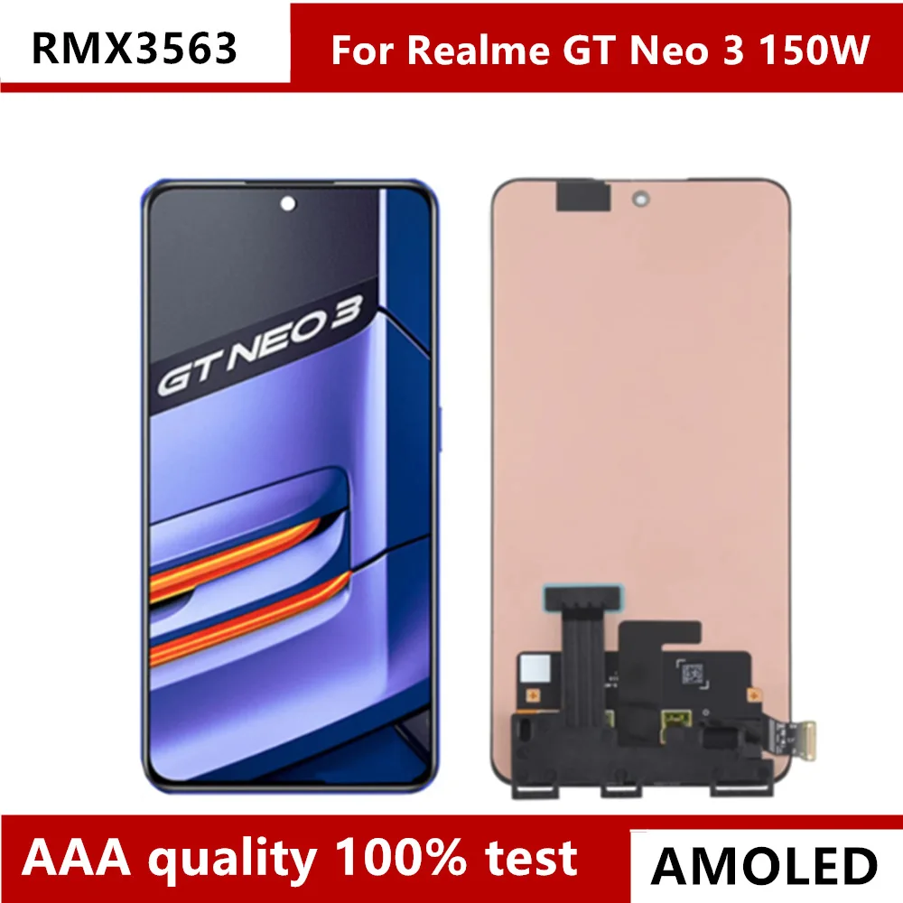 

AMOLED 6.7 inchFor Realme GT Neo 3 150W RMX3563, RMX3562 LCD Display Touch Screen Digitizer Assembly Replacement LCD