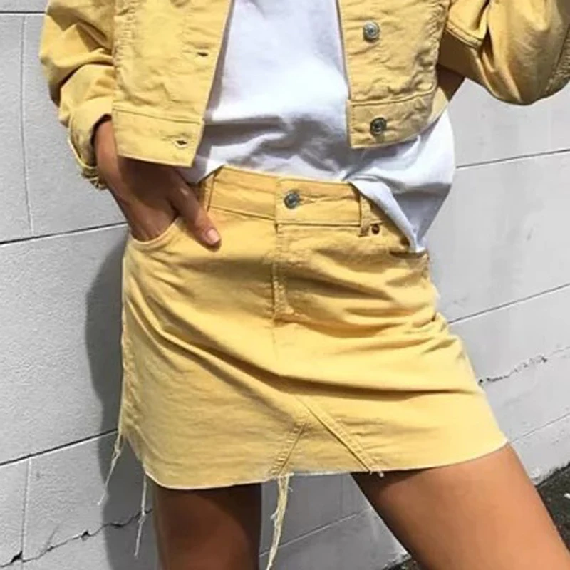 

Summer Sweet Casual Candy Color Harajuku Denim Mini Skirts New Fashion High Waist Thin A-line Joint Streetwear Jeans Skirt Y2k