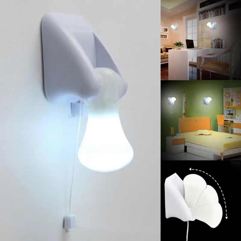 3 Led Light Bulb Stick Up Battery Operated Portable Night Handy Cabinet Closet Lamp Night Lights On/off Pull Cord Free Shipping