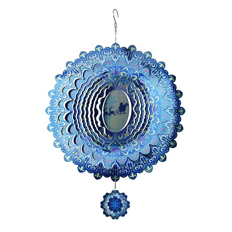 

Stainless Steel Blue Wind Bell For Yard Garden Decor Rotating Hanging Wind Chimes Home Outdoor Decoration Christmas Ornaments