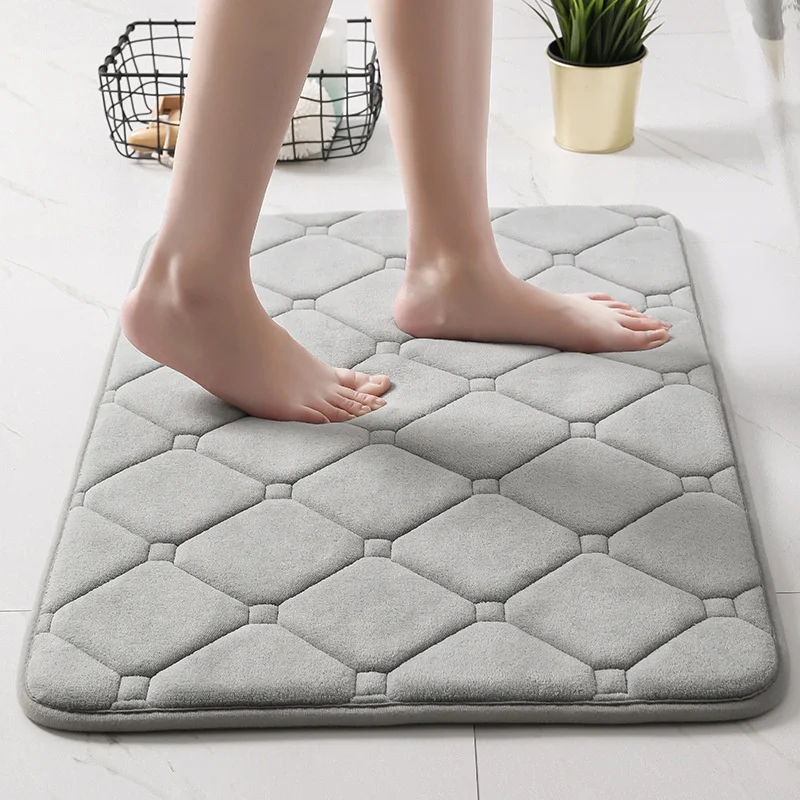 

Inyahome Memory Foam Bath Mat Super Water Absorption Machine Washable Bathroom Rug,Soft,Absorbent Quick Dry Bathmat Floor Rugs