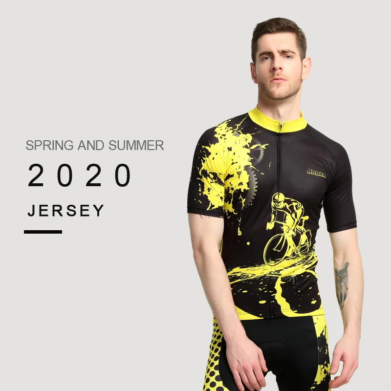 

Aogda Men's Cycling Clothing Summer Breathable Bicycle Clothes Quick Dry Road Bike Wear Cycling Jersey Set Yellow And Black