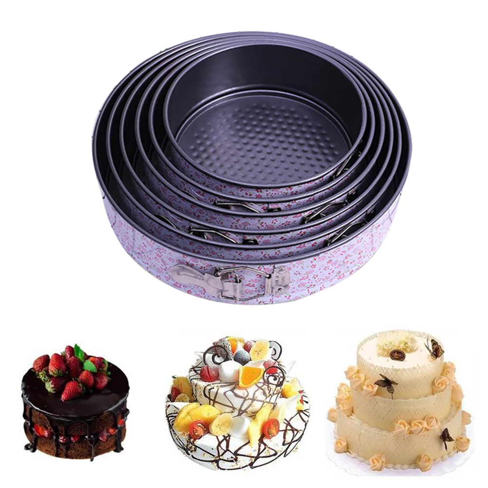 

6pcs Non-Stick Metal Bake Mould Round Cake Pan Bakeware Removable Bottom Carbon Steel Cakes Molds Cake Baking Pans Baking Tray