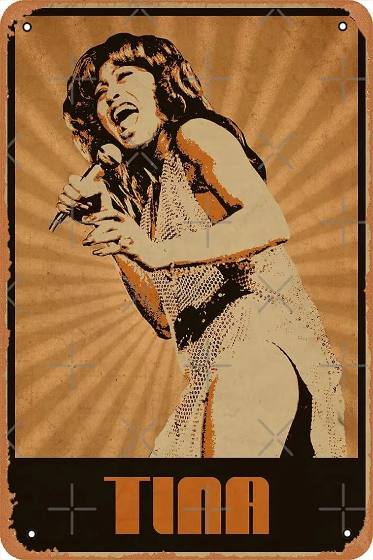 

Плакат Тина Тернера 12 "X 8" Винтажная металлическая жестяная вывеска Домашний декор Гараж Человек Пещера Настенное искусство
