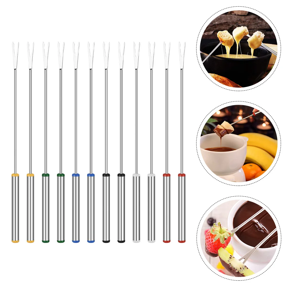 

Fondue Forks Fork Fruit Picks Roast Skewers Dippingappetizer Fountain Steel Chocolate Stick Smores Stainless Toothpicks Dog Hot