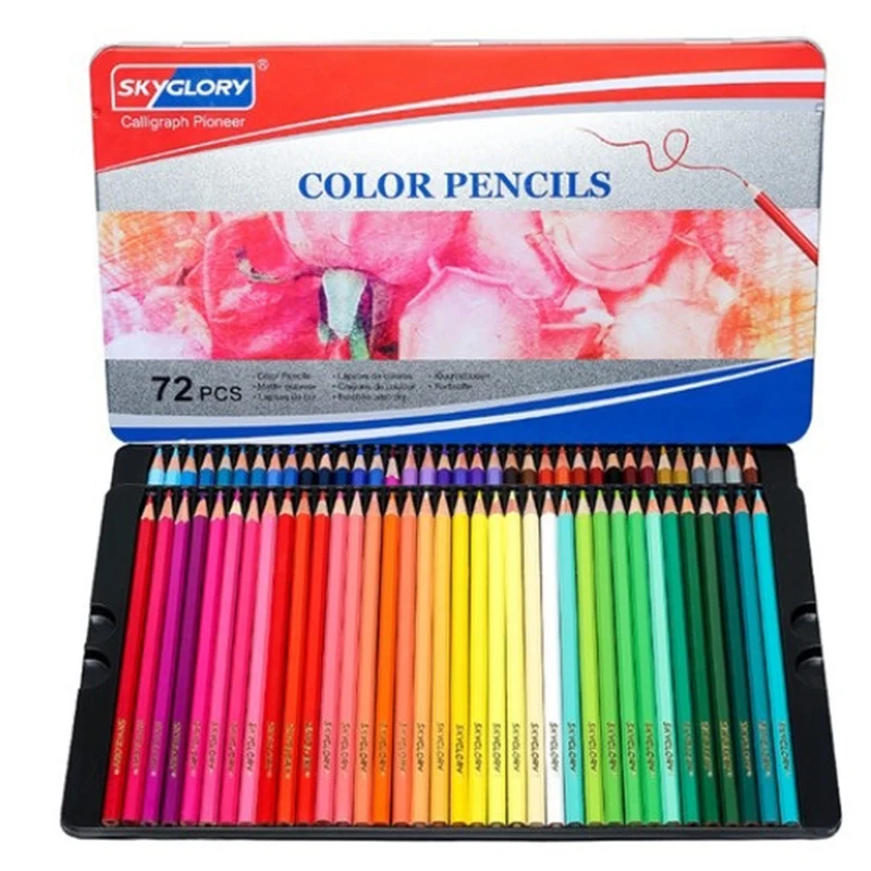 

Набор цветных карандашей SKYGLORY, 72 цвета, предварительно заточенные масляные цветные карандаши с металлическим чехлом для хранения, художест...