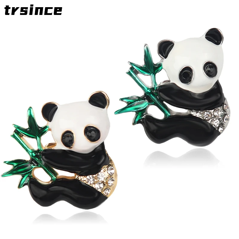 

Cute Panda Bamboo Brooch Metal Enamel Pin Denim Shirt Collar Lapel Pins Badges Brooches for Friends Kids Gift Animal Jewelry