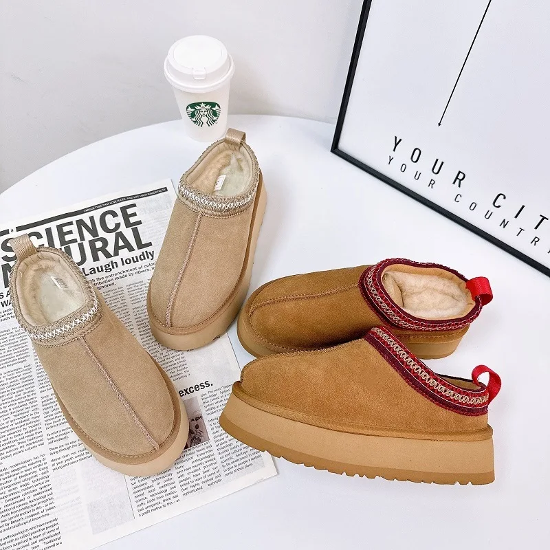 Женские зимние сапоги из воловьей кожи на толстом каблуке цвета в ассортименте