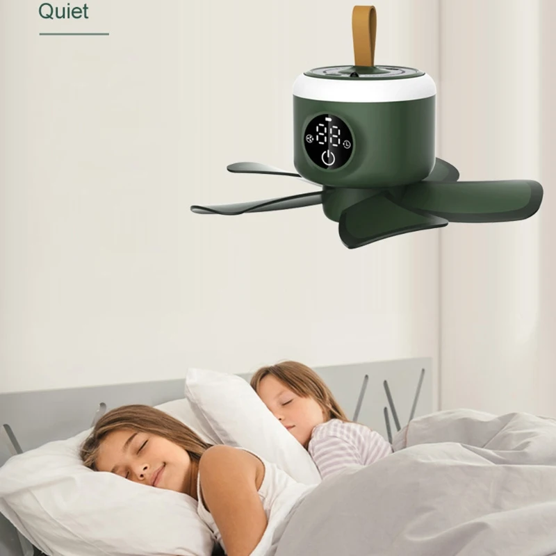 

Portable Camping Fan USB Rechargeable Remote Control Timing Camping Ceiling Fan 4 Gears Speed For Student Dormitory Camping Tent