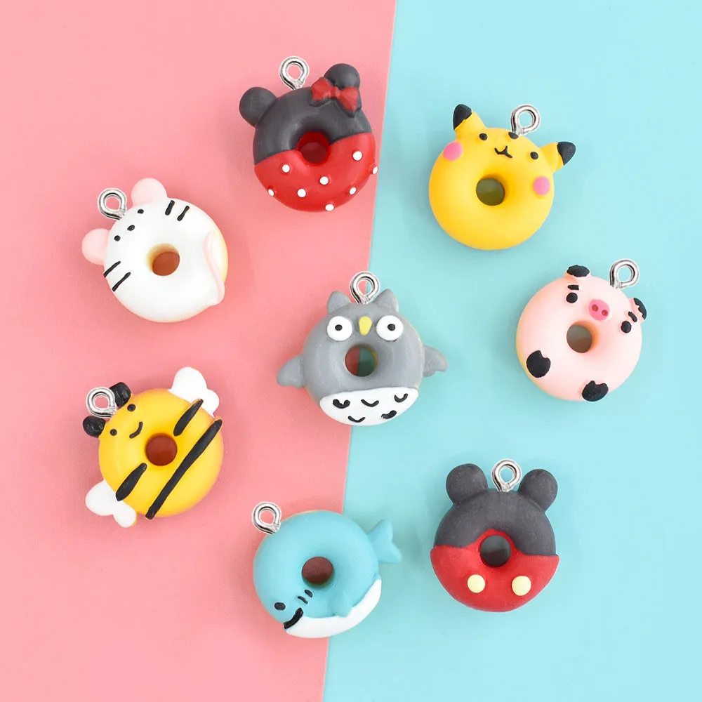 

10 шт., подвески-пончики в виде мультяшных животных