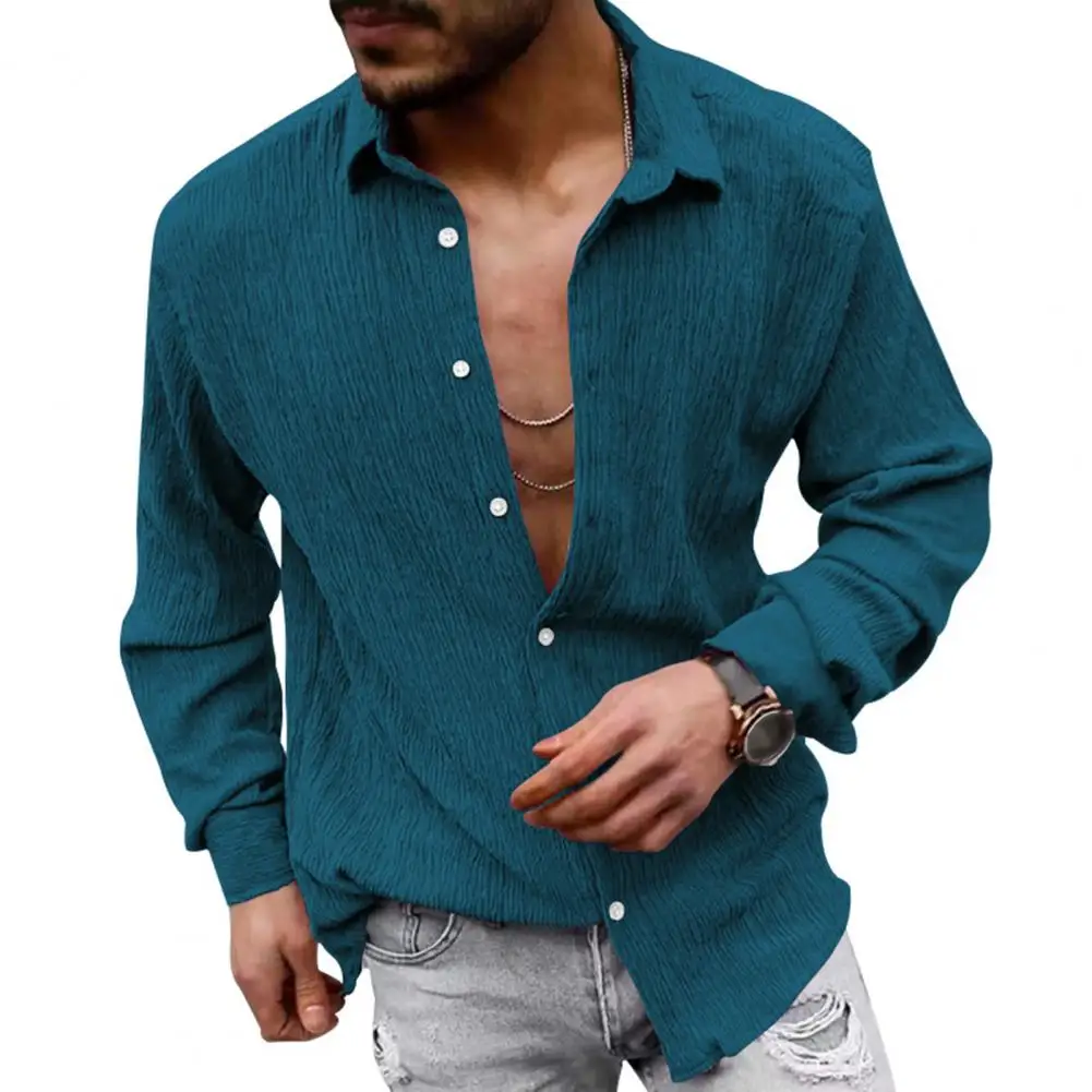 

Мужская Однотонная рубашка, универсальный мужской кардиган, рубашки для повседневной или официальной деловой одежды свободного кроя, Мужская Дизайнерская рубашка средней длины