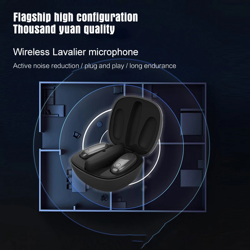 

Ultra-low Latency Professionnel Microphone Noise Reduction Small Lavalier Mic With Charging Compartment Wireless Microphone