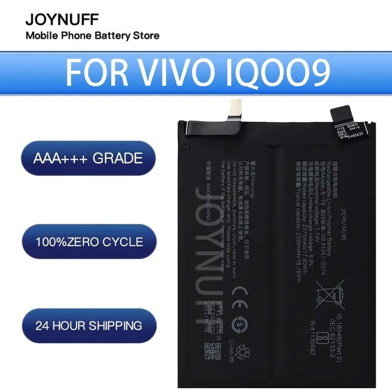 

New Battery High Quality 0 Cycles Compatible B-T9 For VIVO iQOO 9 Replacement Lithium Sufficient Batteries moblie smartphone+kit