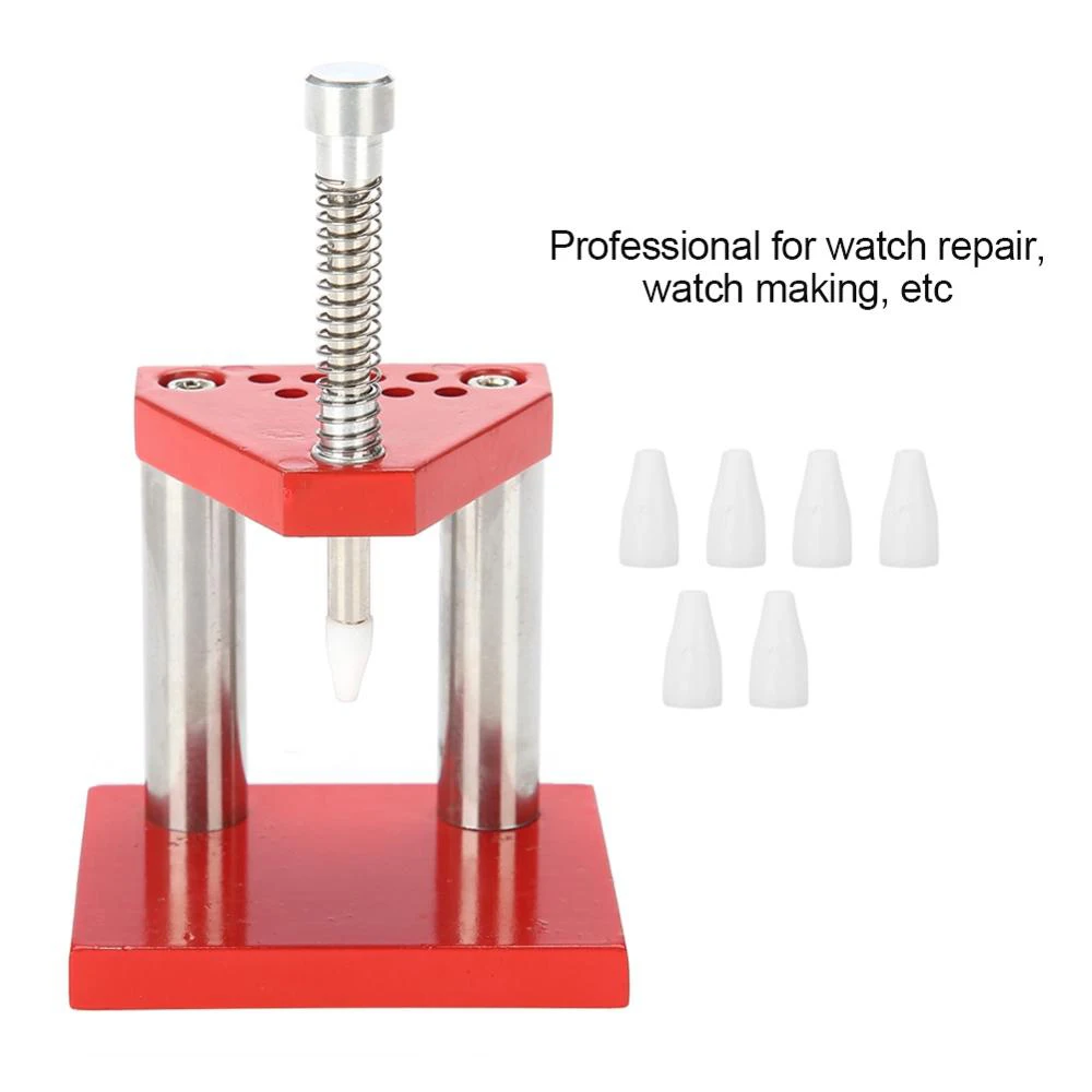 

Red Watch Tool Hand Plunger Puller Remover Hand Set Fitter Solid Alloy Steel Watch Repair Tool Kit With 6 Plastic Dies