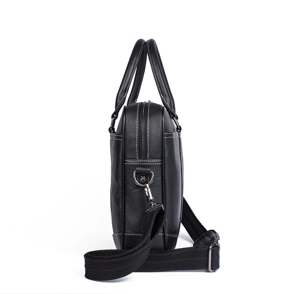 Men's Bag Leather 14 Inch Laptop Bag Briefcase Messenger Bag Leather Business A4 File Bag Large Capacity Business Travel Handbag