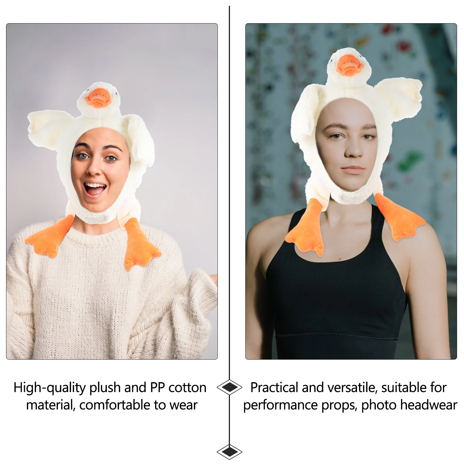 Головной убор Белый гусь Шляпа Наряд Животное Плюшевые аксессуары для вечеринок