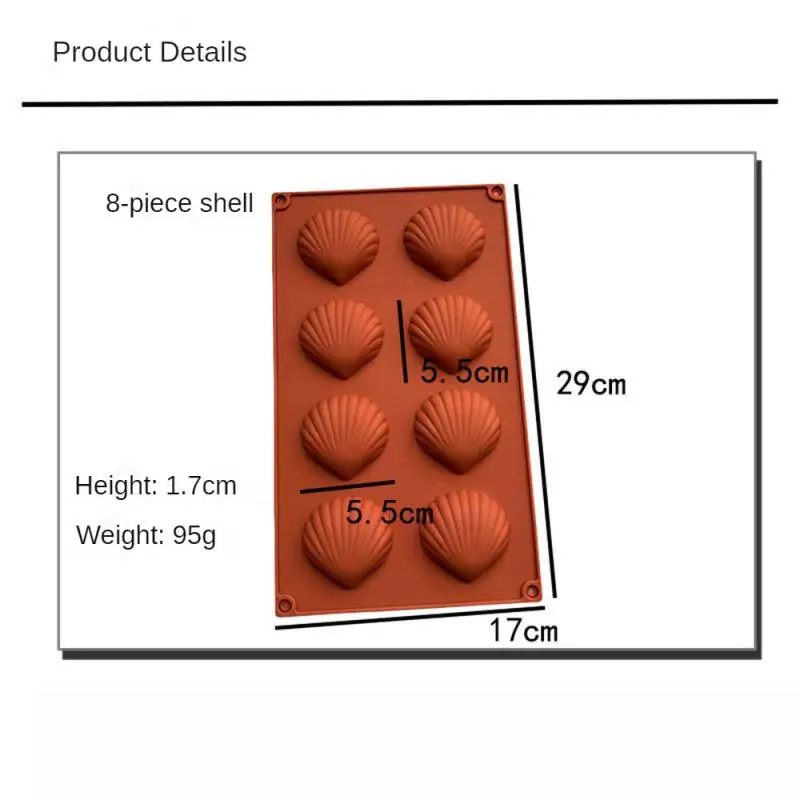 Flexible Shell Shape Mold Pastry Scallop Cookie Cutter 4 Specifications Popular Cake Food Grade Silicone Durable