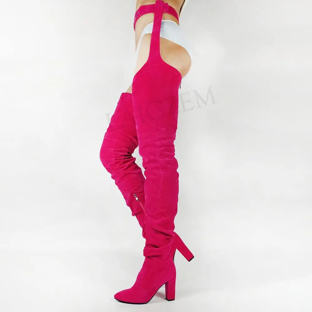 Женские ботинки ZHIMA с ремнем на талии женские высокие сапоги выше колена