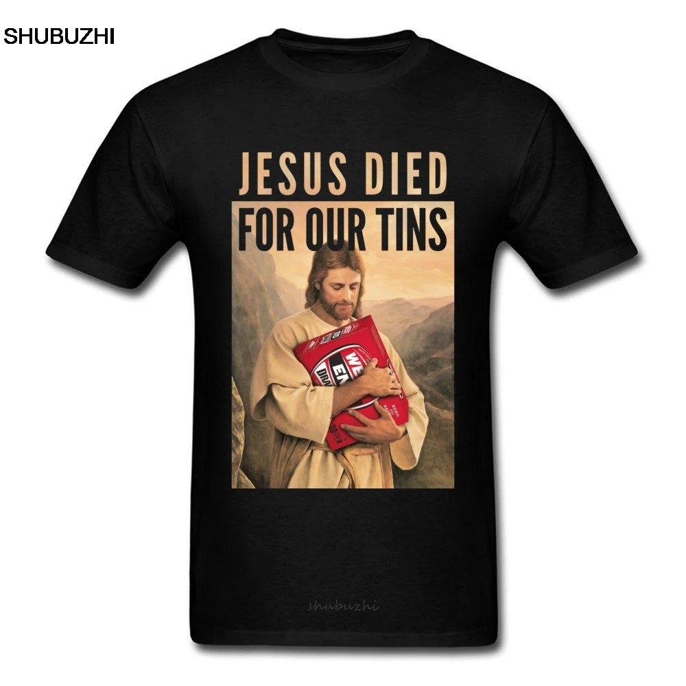 

Men T-shirt Jesus Died For Our Tins Tshirt Funny Designer T Shirts God Print Tops Christian Black Tees Cotton 80s Sweater