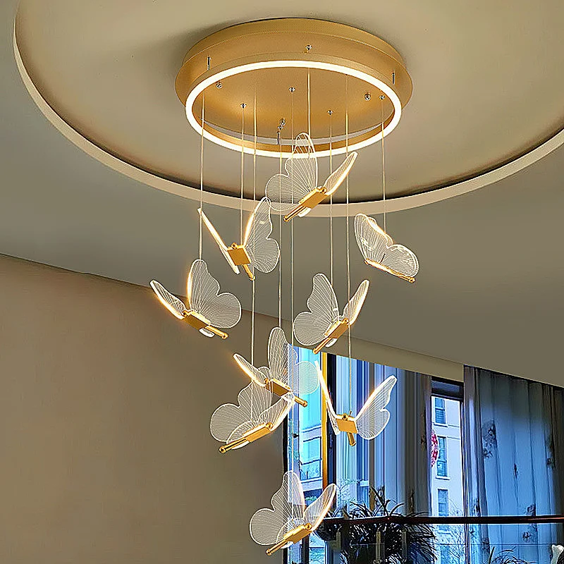 Nordic Butterfly Luxury Chandeliers Pendant Lights Indoor Lighting Light Fixture Adjustable for Living Room Bedroom