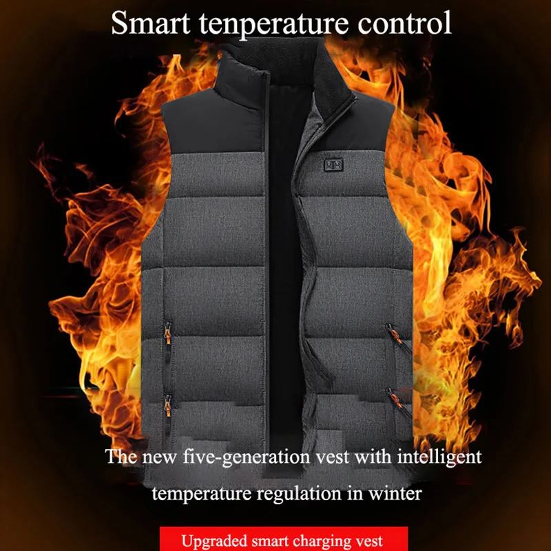 

Sleeveless Men Clothes Vest Jacket Mens New Intelligent Warm Jacket 11 Zone Male Winter Usb Charging Heating Vest Plussize M-7XL