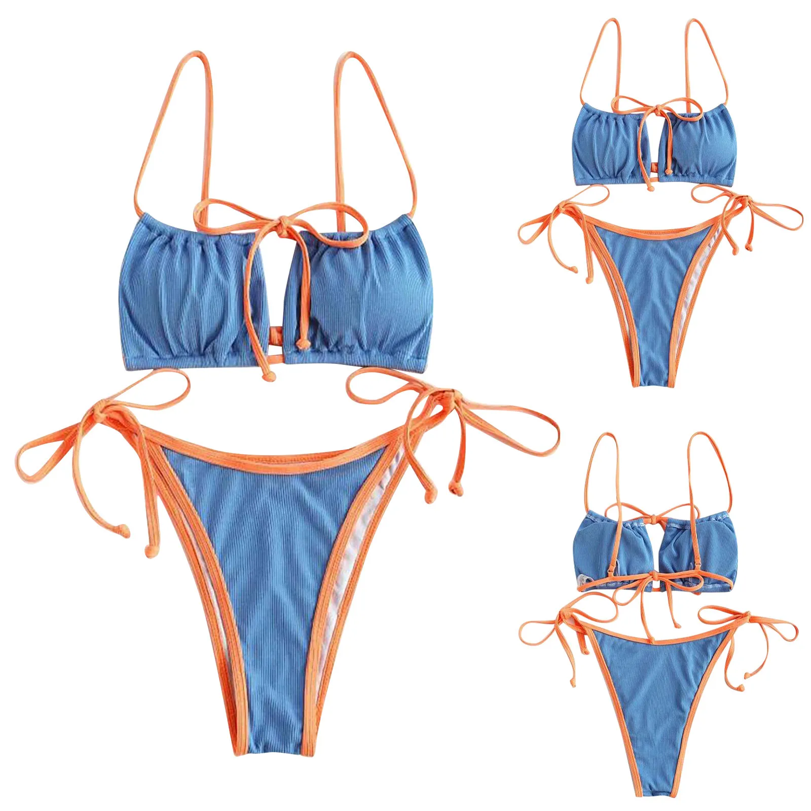 

Летний женский сексуальный однотонный бюстгальтер пуш-ап, комплект бикини, бразильский купальник из двух частей, купальник на шнуровке, пля...