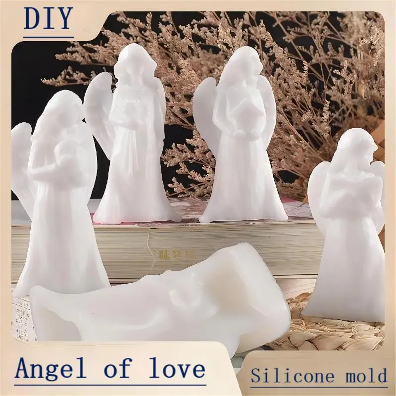 

4 Styles of DIY Crystal Gypsum Silicone Mold To Make The Decoration Table Love Angel Scented Candle Model is Convenient And Fast
