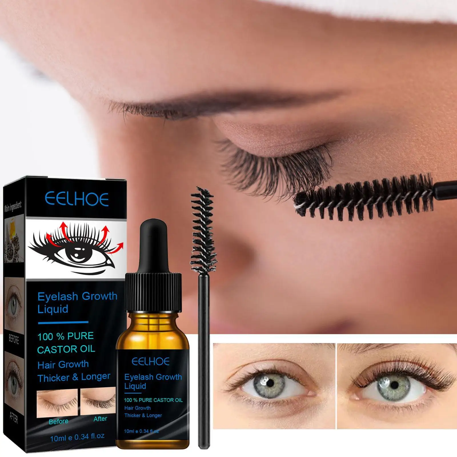 

Natural Castor Oil Eyelashes Growth Essential Oil Thick Serum Hair Enhancer Longer Liquid Growth Nourishing Castor Lash Eye U4R8
