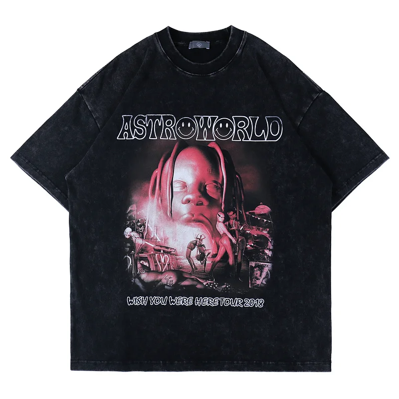 

Cactus Jack Travis Scott Astroworld T shirt Men Women Nice washed heavy fabric Unisex Top Tee oversized t shirt harajuku