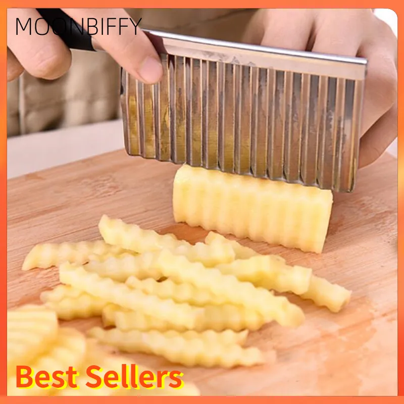 

Stainless Steel Potato Chip Slicer Dough Vegetable Fruit Crinkle Wavy Slicer Knife Potato Cutter Chopper French Fry Maker Tools