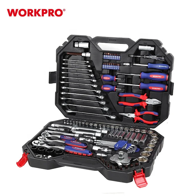 

WORKPRO 123PC Professional Mechanic Tool Box Set 1/4" 3/8" 1/2" Dr. CR-V Metric Socket Wrench Set for Car Repair