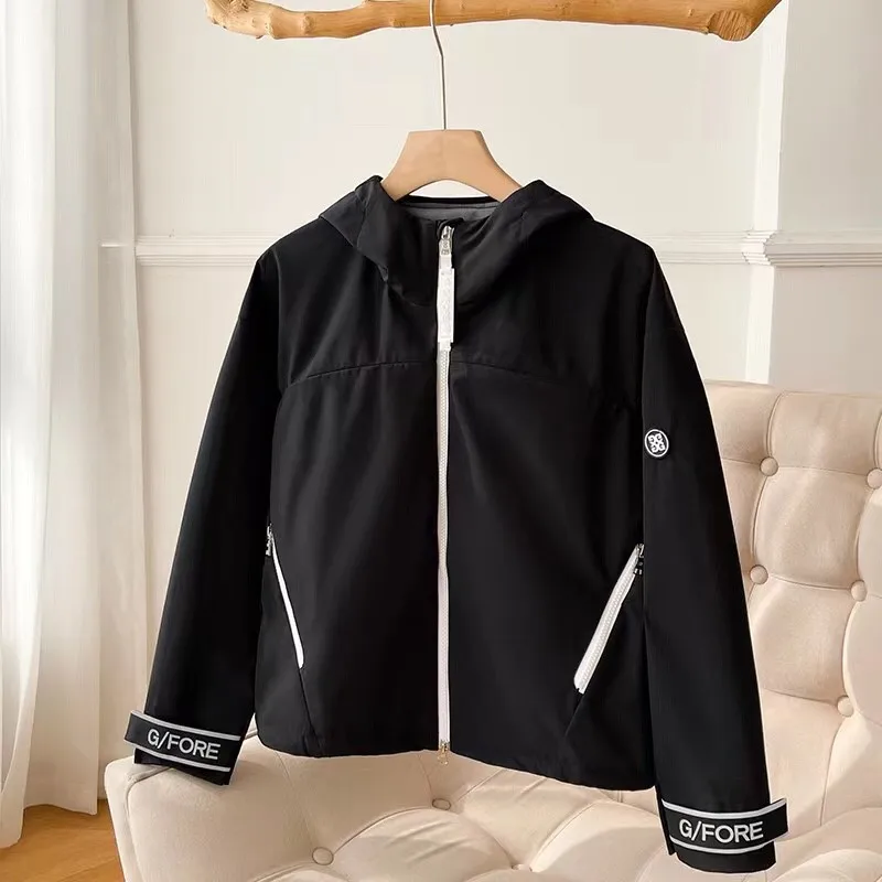 Women's Softshell Jacket, Light Hooded Windproof Coat for Outdoor Golf