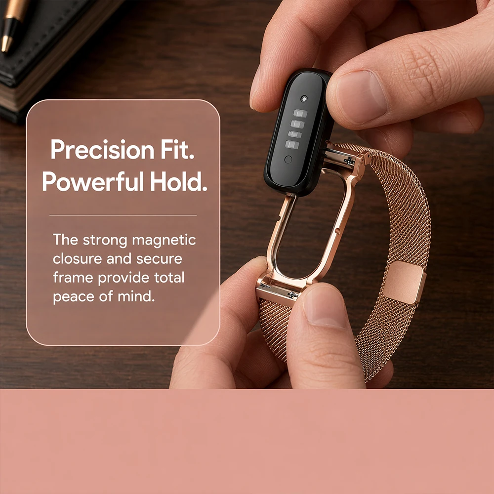 Фото Миланский ремешок для часов Fitbit Air, сменный сетчатый ремешок из нержавеющей стали, магнитный браслет, металлический браслет для мужчин и женщин №5