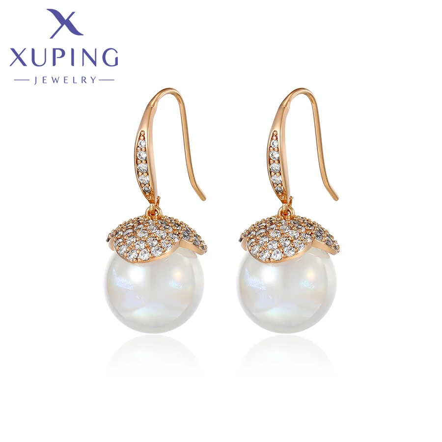 

Xuping Jewelry Store Imitation Pearl Earrings White Stone with Gold Color Earring for Women Jewellery Gift S00099201