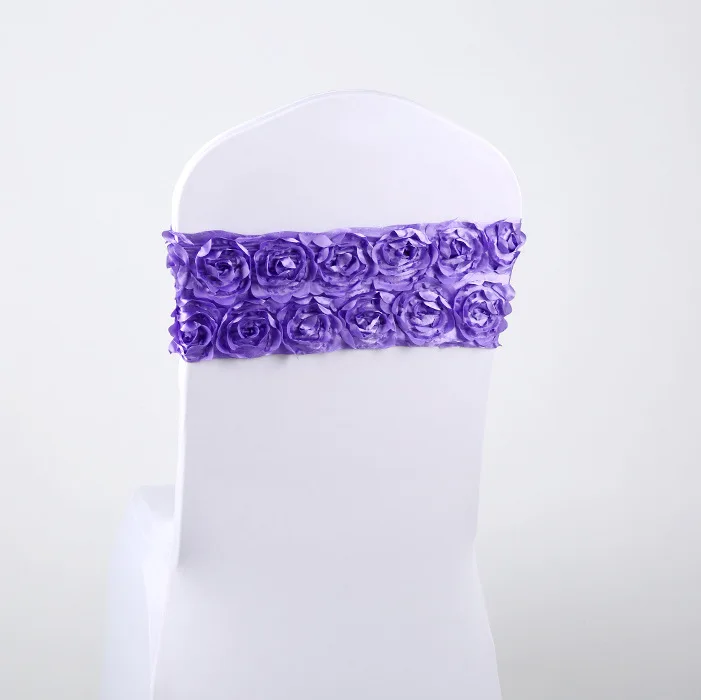 

10pcs Rose Flower Chair Sashes Spandex For Chair Covers Decoration Wedding Chair Band Stretch Party Dinner Banquet Chair Sash