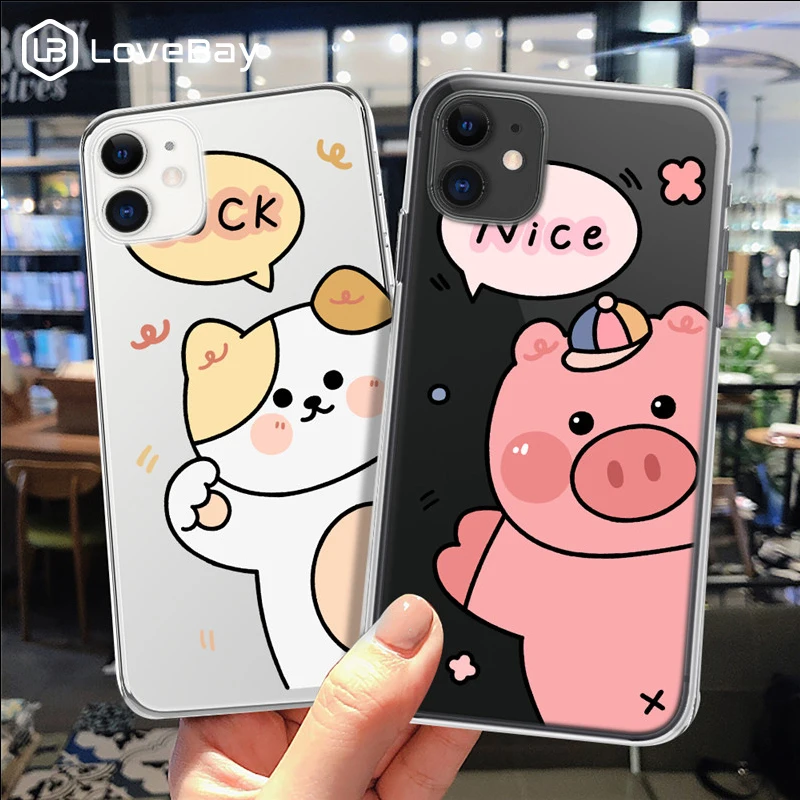 

Lovebay Cute Cartoon Animals Transparent Cases For iPhone 13 14 12 11 Pro Max 12 13 Mini X XS Max XR 7 8 14 Plus Soft TPU Covers