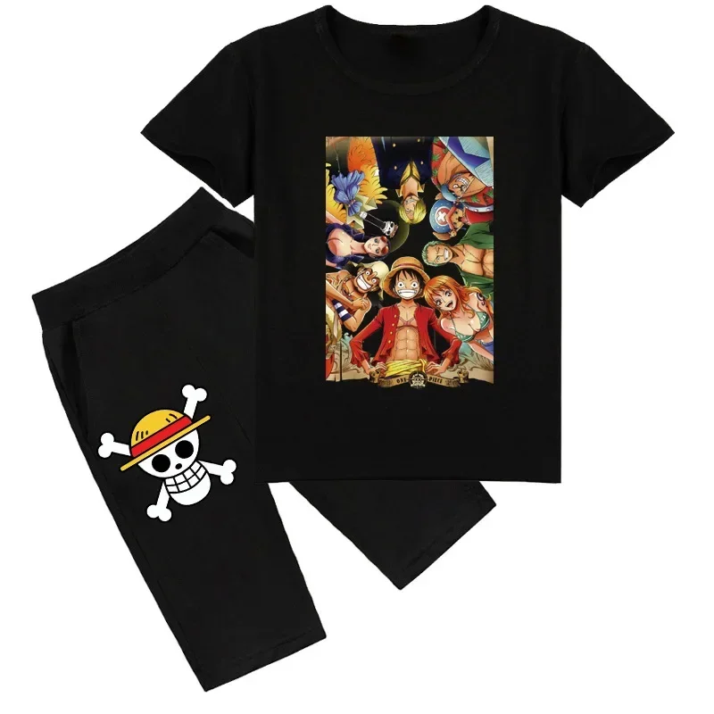 

One Piece Girls Pure Cotton Clothes Children's Clothing Summer Big Boys and Girls Short-sleeved T-shirt Shorts Two-piece Suit