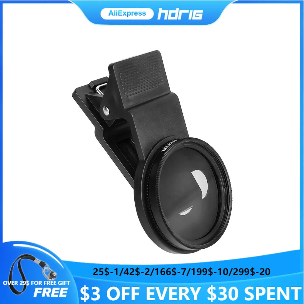 

HDRIG 37mm Clip-on Cellphone Camera Lens Filter Adjustable Neutral Density For Universal Cellphone Smartphone