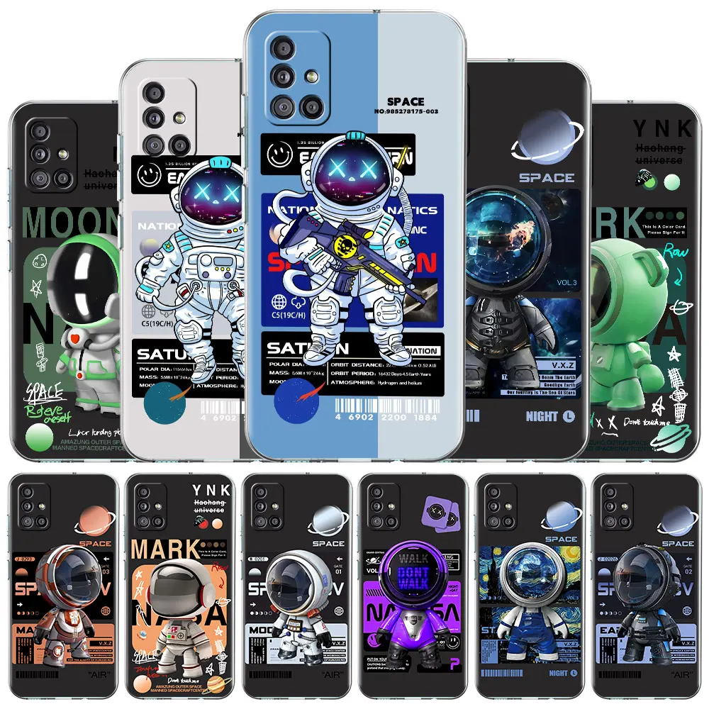 

Soft Case for Samsung Galaxy A52 4G 5G A51 A12 A32 A21s A22 A31 A50 A71 A53 A23 A13 A72 A41 A20e funda Stylish Cool Astronaut