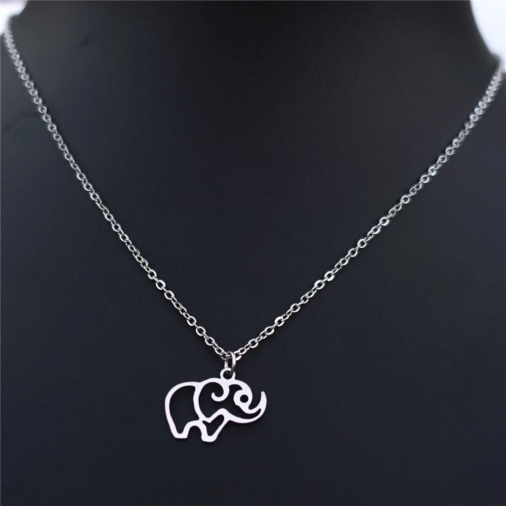 

12 Pieces Elephant Necklace Stainless Steel Pendant Petite Choker Clavicle Necklaces Women Girls Animal Jewelry Wholesale