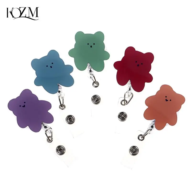 

Candy Color Bears Acrylic Badge Holder Clip Retractable Nurse Name Tag ID Card
