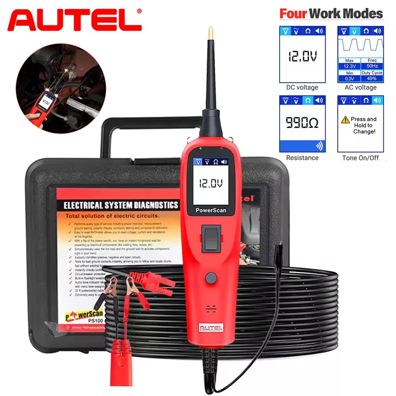 

Autel PowerScan PS100 автомобильный тестер цепей сканирующий зонд тестовый комплект электрическая система переменного и посто...